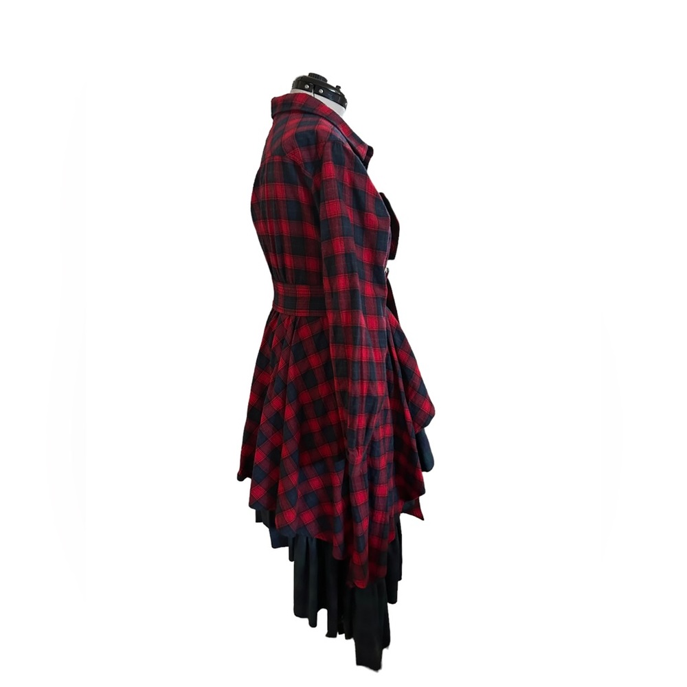 Unique plaid dress/trenchcoat in sz XL withe wide waist belt (C5) - Picture 3 of 10